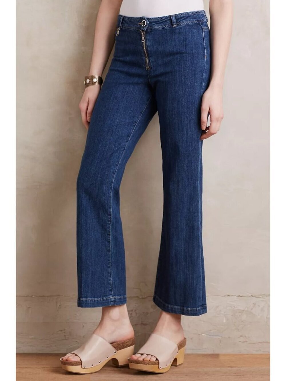 Paige Milo Crop Flare Jeans Womens Size 25 Medium Wash High-Rise Stretch Denim